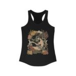Art Nouveau Muse Women'S Racerback Tank Top, Witchy Stuff, Botanical Cottagecore Yoga Tank, Floral Moon Eclectic Clothing, Cute Boho Tank