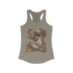 Art Nouveau Muse Women'S Racerback Tank Top, Witchy Stuff, Botanical Cottagecore Yoga Tank, Floral Moon Eclectic Clothing, Cute Boho Tank