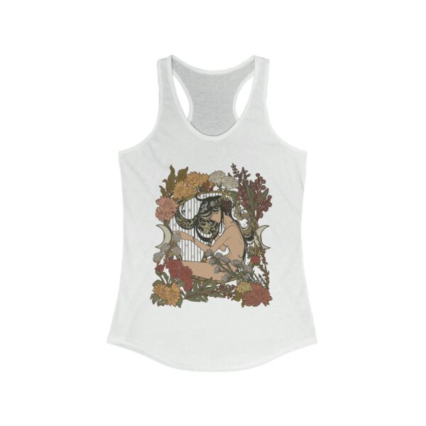 Art Nouveau Muse Women'S Racerback Tank Top, Witchy Stuff, Botanical Cottagecore Yoga Tank, Floral Moon Eclectic Clothing, Cute Boho Tank