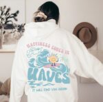 Happiness Comes In Waves Back Hoodie, Trendy Sweaters For Women,Vsco Hoodie,Aesthetic Sweater,Summer Vibes Hoodie,Tumblr Hoodie,Perfect Gift