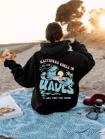 Happiness Comes In Waves Back Hoodie, Trendy Sweaters For Women,Vsco Hoodie,Aesthetic Sweater,Summer Vibes Hoodie,Tumblr Hoodie,Perfect Gift